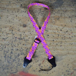 Colonial Leather Hibiscus Purple Printed Webbing Ukulele Strap