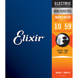 Elixir Electric Guitar Strings - Nanoweb 7-String Light-Heavy, 10-59