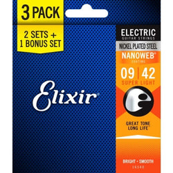 Elixir Electric Strings 3 Pack - Nanoweb Super Lite 9-42