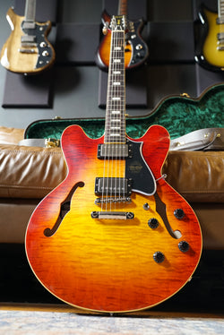 Heritage Custom Shop Core Collection H-535 Electric Guitar with Case, Dark Cherry Sunburst