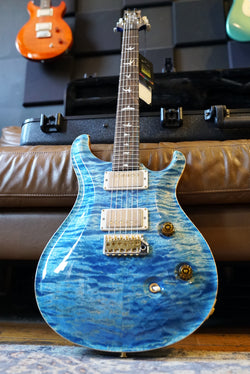 PRS Wood Library Custom 24, Quilt Maple 10 Top / Flame Maple Neck - Faded Blue Jean