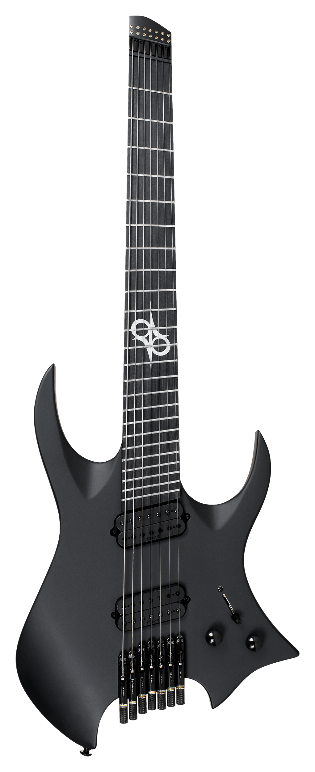 Solar H2.7C Headless 7-String Guitar, Carbon Black