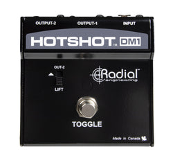 Radial HotShot DM-1 dynamic microphone switcher with a momentary toggle footswitch top view