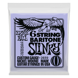 Ernie Ball Slinky 6-String w/ Small Ball End Baritone Guitar Strings, 13-72 Gauge