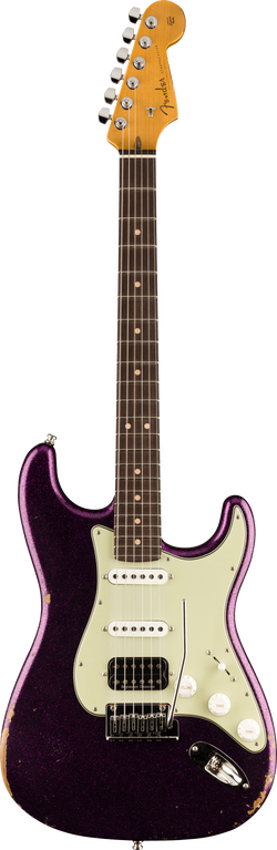 Fender Custom Deluxe HB S-1 Strat Relic with Closet Classic Hardware, 3A Rosewood Fingerboard, Magenta Sparkle