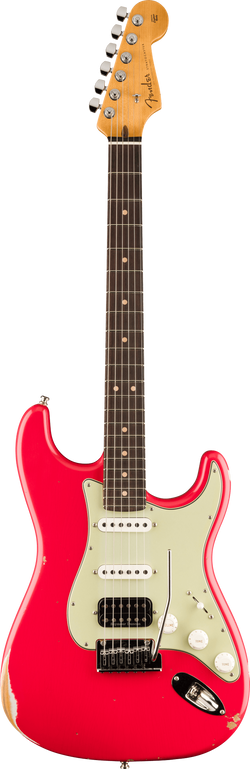 Fender Custom Deluxe HB S-1 Strat Relic with Closet Classic Hardware, 3A Rosewood Fingerboard, Aged Fiesta Red