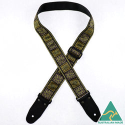 Colonial Leather Jacquard Rag Strap - Brown & Gold Squares