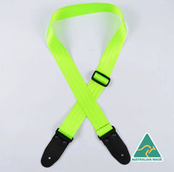 Colonial Leather Herringbone Webbing Strap - Fluro Green