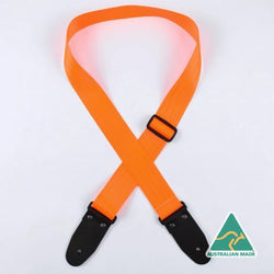 Colonial Leather Herringbone Webbing Strap - Fluro Orange
