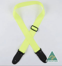 Colonial Leather Herringbone Webbing Strap - Fluro Yellow