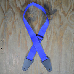 Colonial Leather Blue Webbing with Heavy Duty Leather Ends Guitar Strap