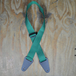 Colonial Leather Dark Green Webbing with Heavy Duty Leather Ends Guitar Strap