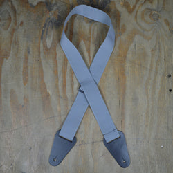 Colonial Leather Grey Webbing with Heavy Duty Leather Ends Guitar Strap