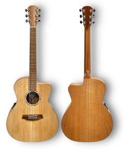 Cole Clark AN1EC-BSO Bunya Southern Silky Oak front and back
