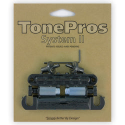TonePros LPM04 Standard Tuneomatic Tailpiece Set (Small posts/ Notched saddles) - Black