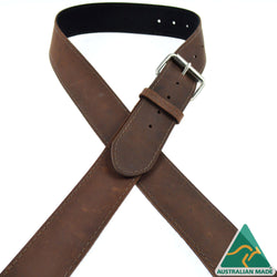 Colonial Leather Stitched H/D Buckle Strap - Brown