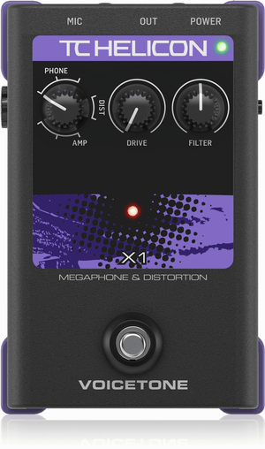 TC Helicon VOICETONE X1 - Single-Button Stompbox for Dramatic Megaphone and Distortion Vocal Effects