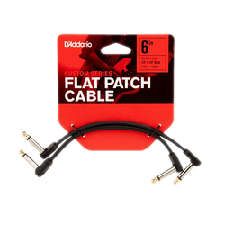 D’Addario Custom Series Flat Instrument Patch Cables 6in Offset Right-Angle (2 Pack)