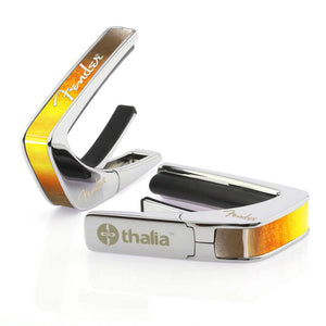 Thalia Fender Sunburst with White Spaghetti Logo Capo (Chrome)