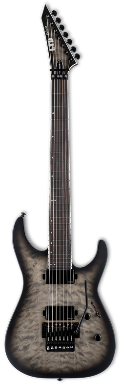 LTD M-1007 Baritone 7-String Electric Guitar - Charcoal Burst Satin