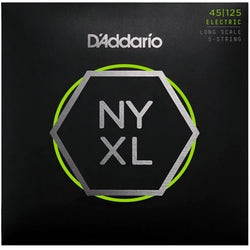 D'Addario NYXL45125 Nickel Wound Bass Guitar Strings, 5-String Lt Top / Med Btm, 45-125, Long Scale