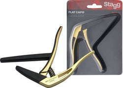 Stagg Flat Trigger Capo for Classical Guitar, Black/Gold