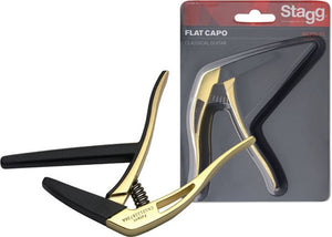 Stagg Flat Trigger Capo for Classical Guitar, Black/Gold