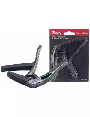 Stagg Curved Trigger Capo for Steel String Acoustic & Electric guitars - Carbon