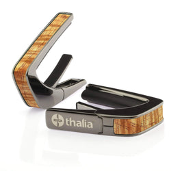 Thalia Capos AAA Hawaiian Koa Inlay Exotic Wood Capo Black Chrome DA-TH-CB200-HK