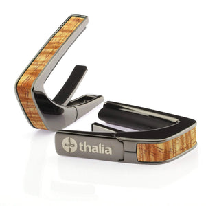 Thalia Capos AAA Hawaiian Koa Inlay Exotic Wood Capo Black Chrome DA-TH-CB200-HK