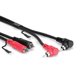 Hosa CRA-201DJ Dual RCA to Dual Right-Angle RCA w/ Ground Stereo Interconnect Cable (1m)