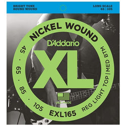 D'Addario EXL165 Nickel Wound Bass Guitar Strings, Custom Light, 45-105, Long Scale