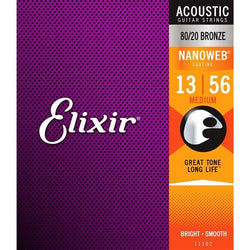 Elixir Acoustic 80/20 Bronze Nanoweb Medium 13-56