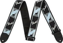 Fender 2in Monogrammed Strap, Black/Light Grey/Blue