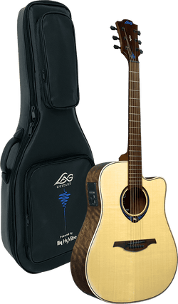 Lag Tramontane Hyvibe 20 Acoustic Dreadnought Guitar Solid Engelmann Top with Pickup & Case