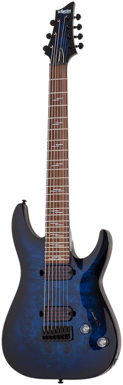 Schecter OMEN ELITE-7 See-Thru Blue Burst Guitar