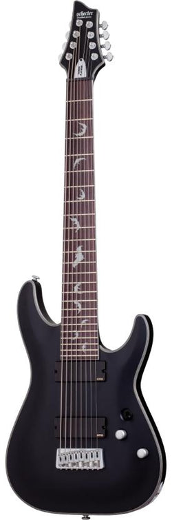 Schecter Damien Platinum-8 Satin Black Electric Guitar.