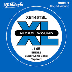 D'Addario XB145T Nickel Wound Bass Guitar Single String, Super Long Scale, .145, Tapered