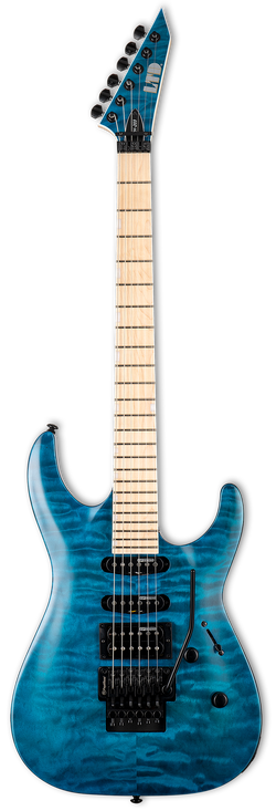 LTD MH-203QM QUILTED MAPLE SEE THRU BLUE W/ FLOYD ROSE